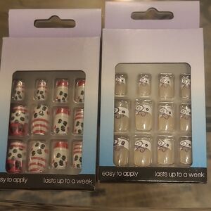 Stylish Press-On Nails Set - Red and White